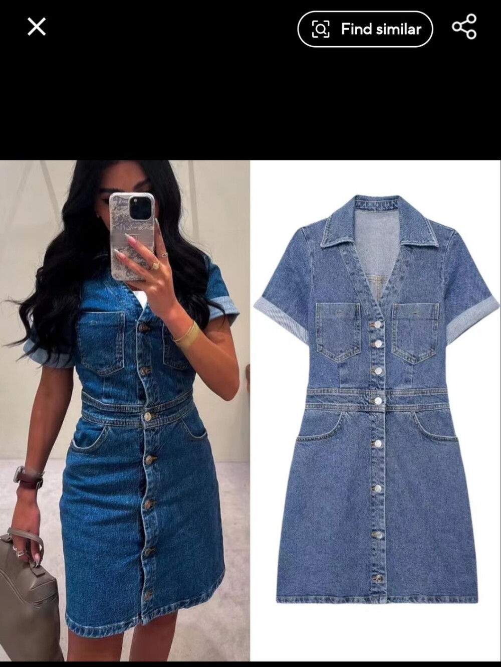 Classic Blue Denim Button-Front Shirt Dress